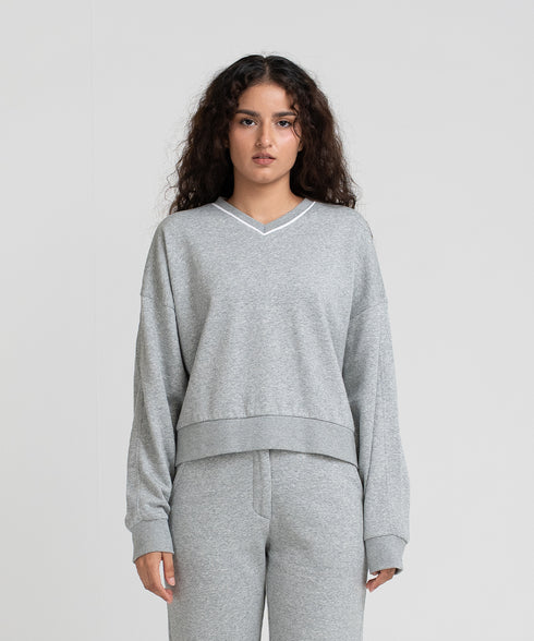 Women's Contrast V-Neck Sweatshirt